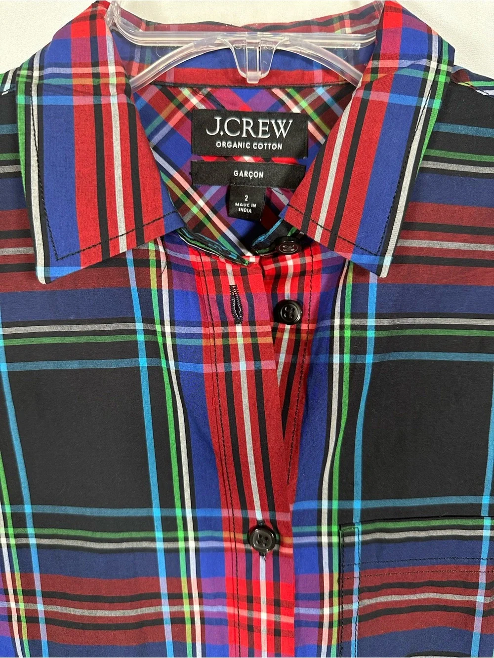 J.Crew Garçon Classic Shirt in Stewart Tartan Organic Cotton Poplin Size 2 BV864